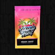 Bunte Nine Weeks Harvest Packung Häagen Runtz mit Palmen und Sonnenuntergang