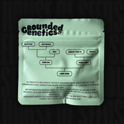Eine mintgrüne „Lime Zerb“-Samenpackung von Grounded Genetics mit einem Stammbaum der Sorte und einem rechtlichen Hinweis.